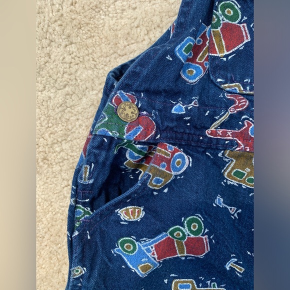 Vintage Oshkosh Size 3T Construction Denim Shorts Overalls - Picture 6 of 12